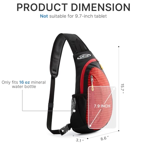 G4Free Sling Bag for Men Women, Small Crossbody Backpack Lightweight Chest Shoulder Bags for Travel, Outdoor and Sports (Black-red) - Image 3