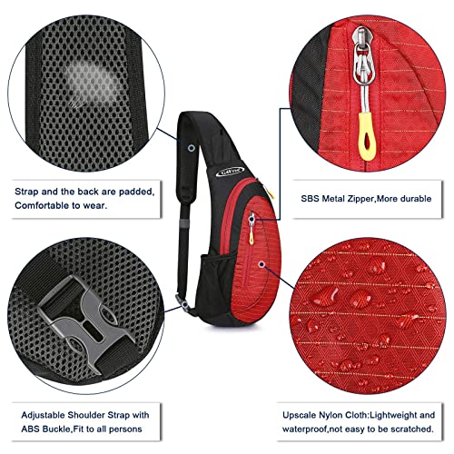 G4Free Sling Bag for Men Women, Small Crossbody Backpack Lightweight Chest Shoulder Bags for Travel, Outdoor and Sports (Black-red) - Image 5