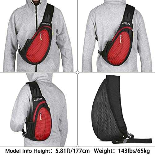 G4Free Sling Bag for Men Women, Small Crossbody Backpack Lightweight Chest Shoulder Bags for Travel, Outdoor and Sports (Black-red) - Image 4