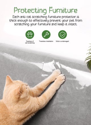 Anti Cat Scratch Furniture Protector 118 x 12 Inch Large Couch Protector for Cats Single-Sided Sticky Couch Protector Clear Couch Corner Guards Tape for Furniture Couch Sofa Door Walls - view 2