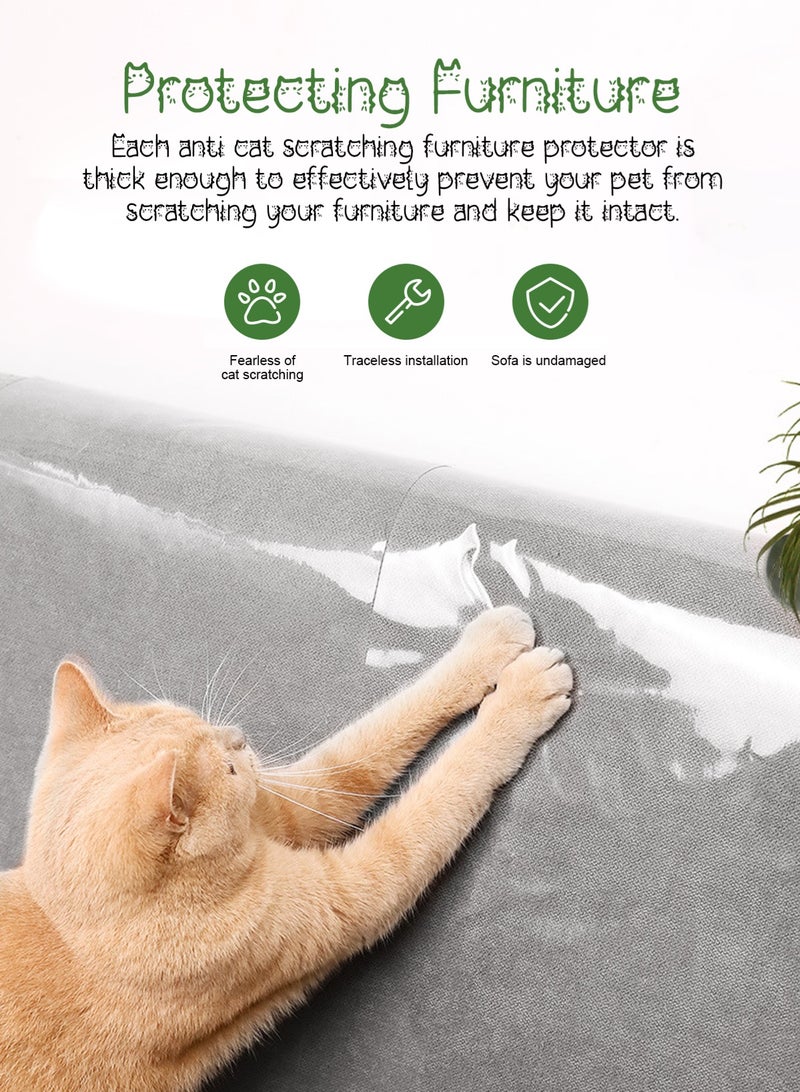 أوربازار واقي أثاث مضاد للخدش للقطط مقاس 118 × 12 بوصة واقي أريكة كبير للقطط واقي أريكة لاصق أحادي الجانب واقي زوايا أريكة شفاف شريط للأثاث والأريكة والأبواب والجدران - Image 2