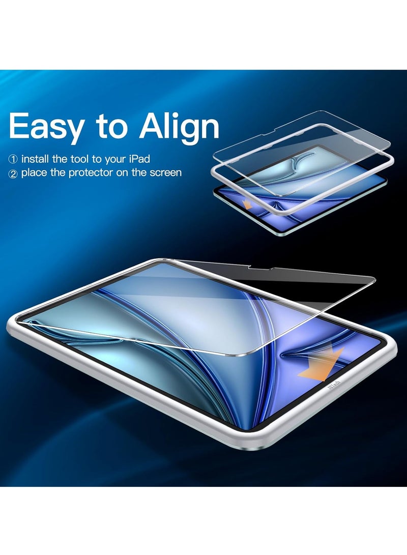 جي تيك واقي شاشة لجهاز Ipad Air 11 بوصة M2 2024 مع إطار سهل التركيب من الزجاج المقسى عالي الدقة شفاف 2 عبوة - Image 3