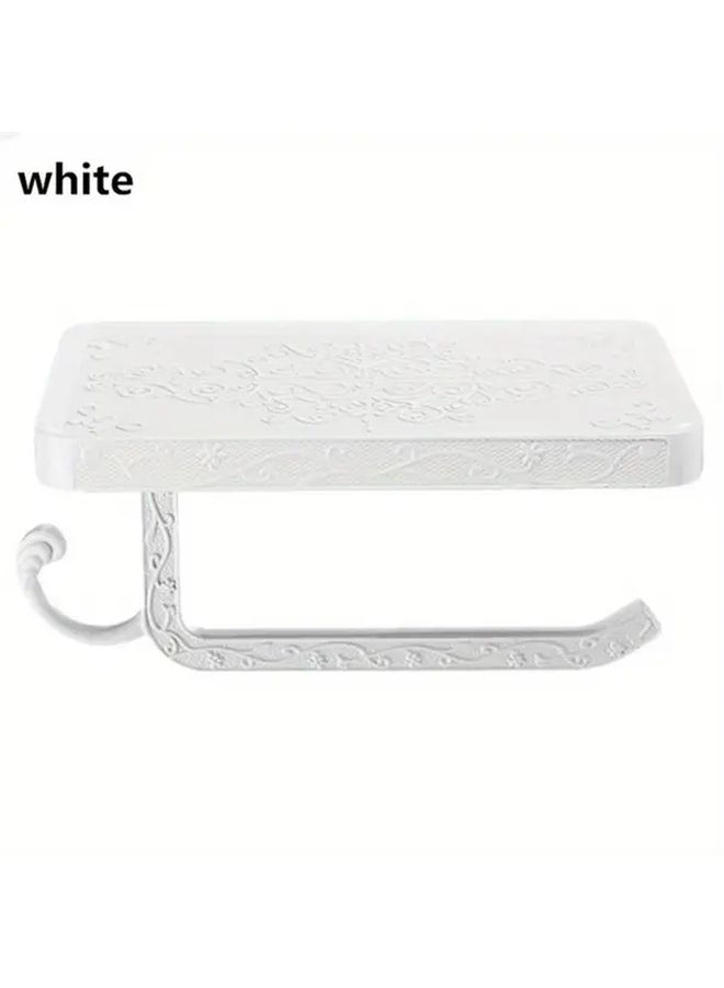 Vintage Brass Wall Mounted Toilet Paper Holder With Shelf And Phone Holder - Image 5
