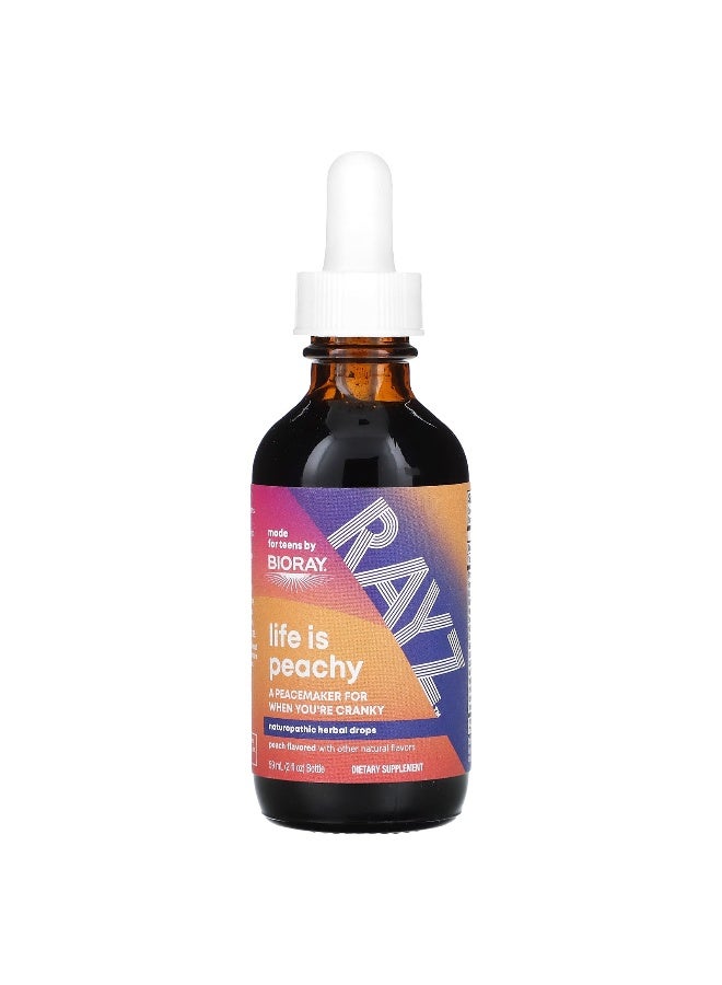 Bioray, Rayz, Life Is Peachy, Herbal Drops For Teens, Peach, 2 fl oz (59 ml) (Packaging may vary) - Image 3