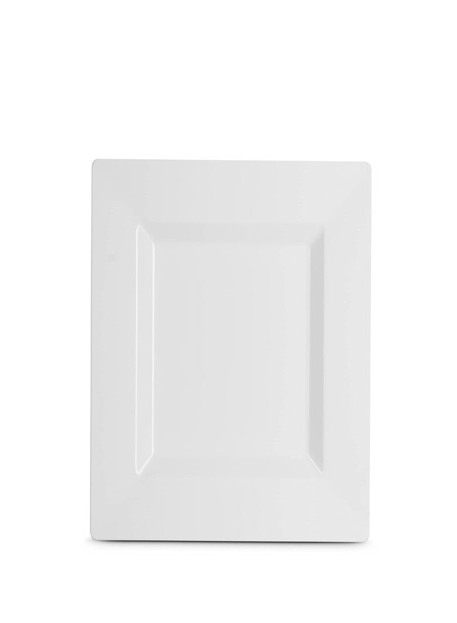 Munfix 60 White Plastic Plates Set, 30 Pc 10.25 Inch Plastic Dinner Plates, and 30 Pc 7.5 Inch Plastic Dessert Plates, Fancy Disposable Plates, Heavy Duty Party Plates, Elegant Wedding Plates, Square Plates - Image 2