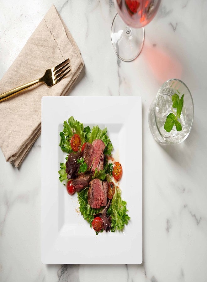 Munfix 60 White Plastic Plates Set, 30 Pc 10.25 Inch Plastic Dinner Plates, and 30 Pc 7.5 Inch Plastic Dessert Plates, Fancy Disposable Plates, Heavy Duty Party Plates, Elegant Wedding Plates, Square Plates - Image 5