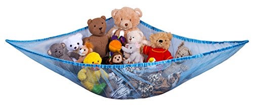 Handy Laundry Jumbo Toy Hammock Organize stuffed animals or childrens toys Looks great with any dcor while neatly organizing kids toys and stuffed animals Expands to 55 feet Blue - Image 1