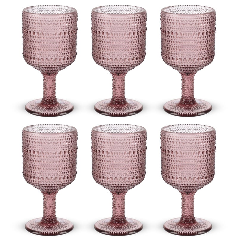 Goblet set, 6 pieces,Medium Size,Bubbles design, High quality Glass - Dark Mauve - Image 2