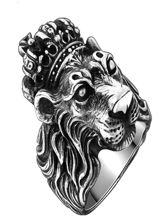 BEAUTIVIA Charming King Lion Plated Stylish Ring for Men and Boys - Stainless Steel Tough Dude Chain Accessories Jewellery - Image 1
