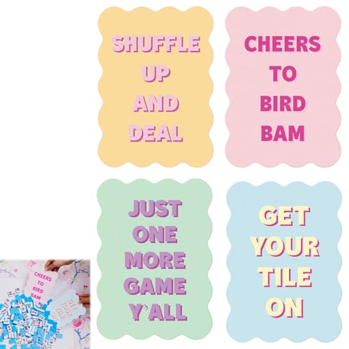 Soulchen 4 Pcs Mahjong Tile Mixer Shufflers for Mixing and Shuffling Tiles Plastic Mahjong Accessories Gifts for Lovers Games Decorative Printed Design Pastel Syle - Image 1