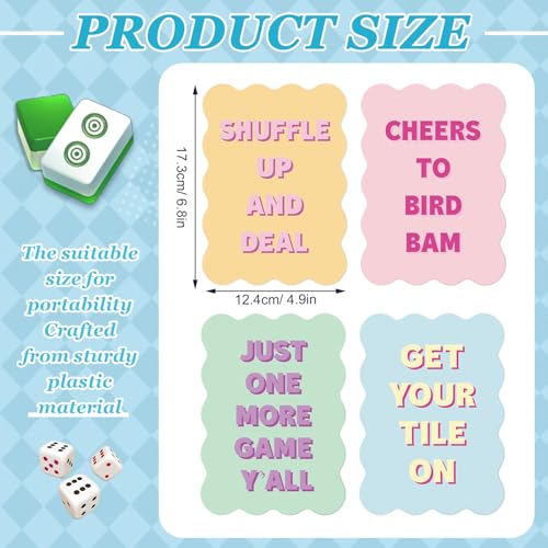 Soulchen 4 Pcs Mahjong Tile Mixer Shufflers for Mixing and Shuffling Tiles Plastic Mahjong Accessories Gifts for Lovers Games Decorative Printed Design Pastel Syle - Image 5