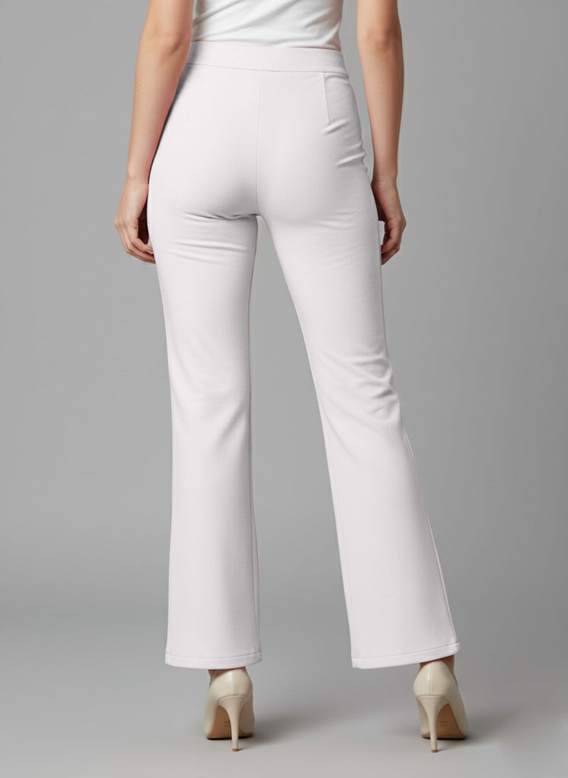 Mehrang Womens Straight Trouser High Rise Pants and Bellbottom Pants For Womens (32, White) - Image 2