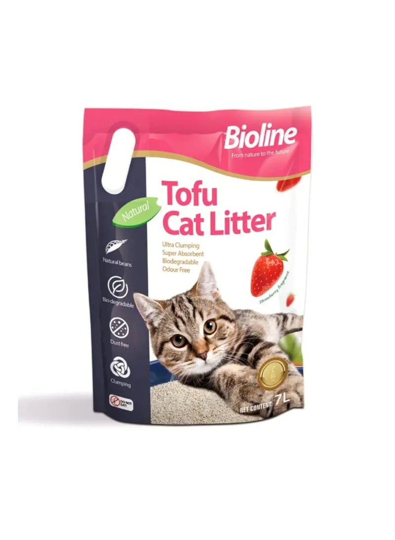 بايولاين رمل قطط توفو 7 لتر - برائحة الفراولة