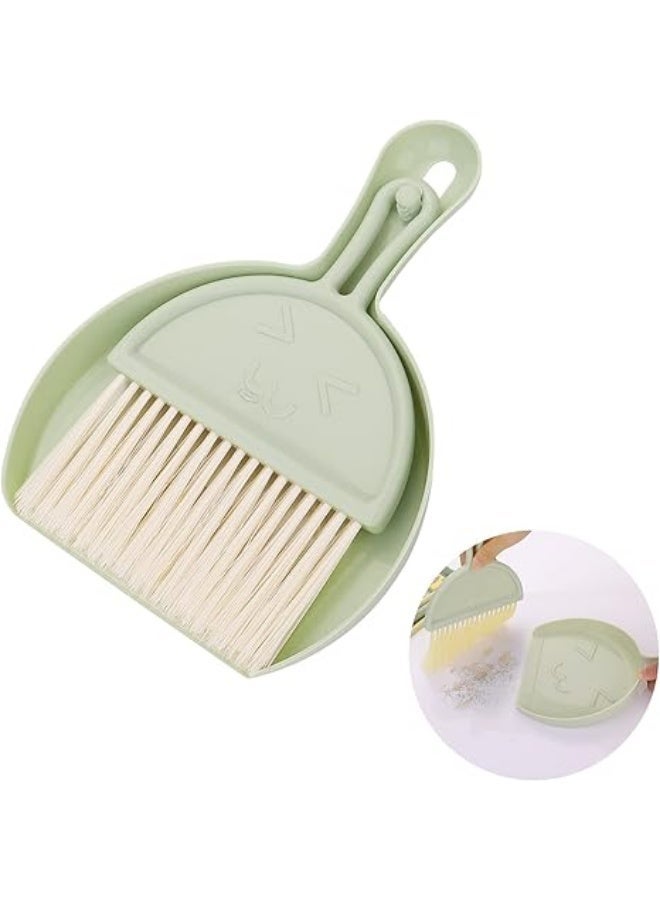 Mini Dustpan & Brush Set – Soft Bristle Desk & Home Broom – Table & Kitchen Use – Green - Image 1
