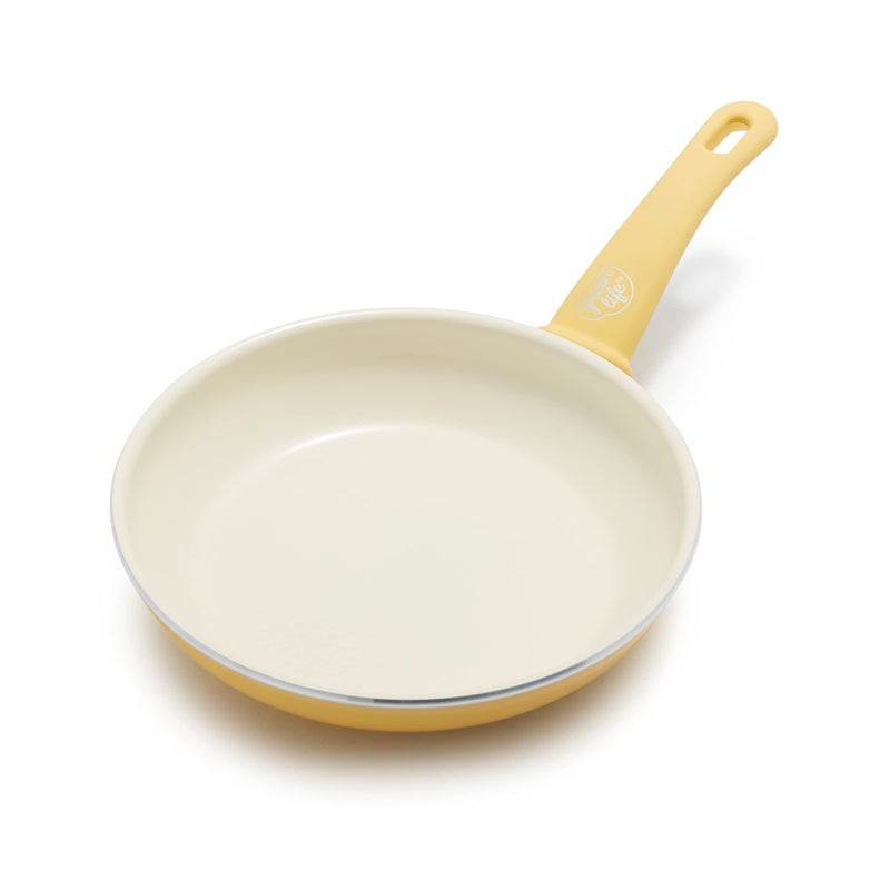 GreenLife مقلاة قلاية خضراء الحياة بقبضة ناعمة صحية سيراميك غير لاصق 8 بوصة خالية من PFAS آمنة للغسالة الصحون صفراء