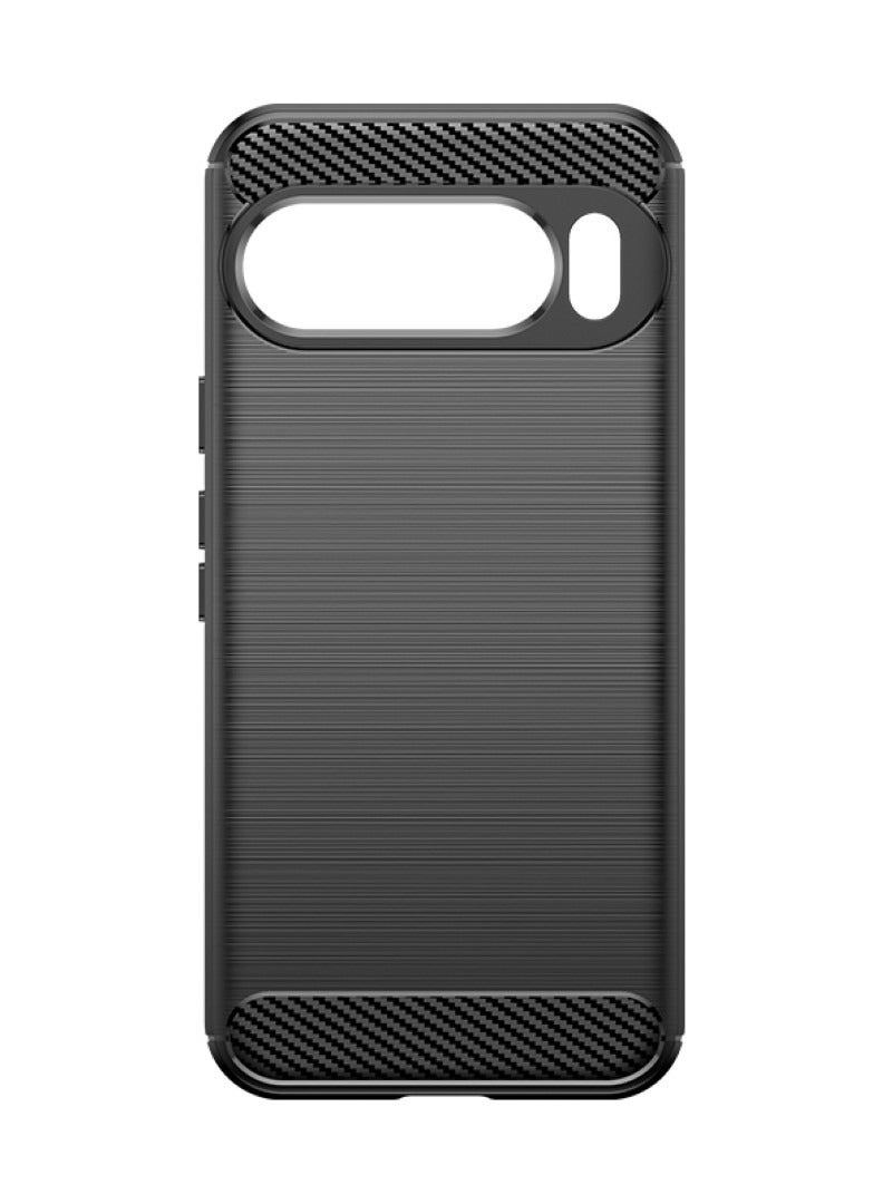 Google Pixel 10 Pro XL - Rugged Shield Protective Cover, Brushed Carbon Fiber Texture, Shockproof TPU, Anti-Slip, Elegant Thin, and Shock-Absorbing - Black  - Image 2