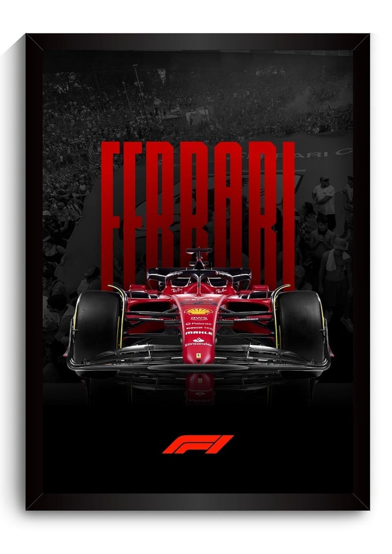 Funk You Store Engineered Wood Ferrari F1 Poster|Framed Car A4 Sized (31X23 cm)|Carlos Sainz,Charles Leclerc Poster,Lewis Hamilton Posters|Car Posters for Wall,Gift for Boys|Race Frames - Image 1