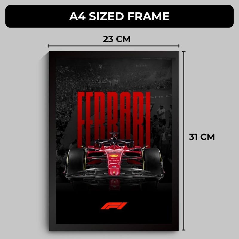 Funk You Store Engineered Wood Ferrari F1 Poster|Framed Car A4 Sized (31X23 cm)|Carlos Sainz,Charles Leclerc Poster,Lewis Hamilton Posters|Car Posters for Wall,Gift for Boys|Race Frames - Image 2