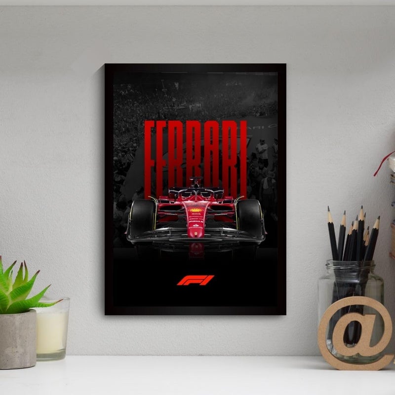 Funk You Store Engineered Wood Ferrari F1 Poster|Framed Car A4 Sized (31X23 cm)|Carlos Sainz,Charles Leclerc Poster,Lewis Hamilton Posters|Car Posters for Wall,Gift for Boys|Race Frames - Image 3