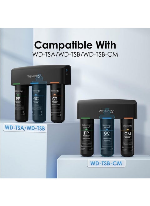 Waterdrop WD-10GC Under Sink Water Filter, Replacement for Waterdrop TSA & TSB & TSB CM 3-stage Under Sink Water Filter System