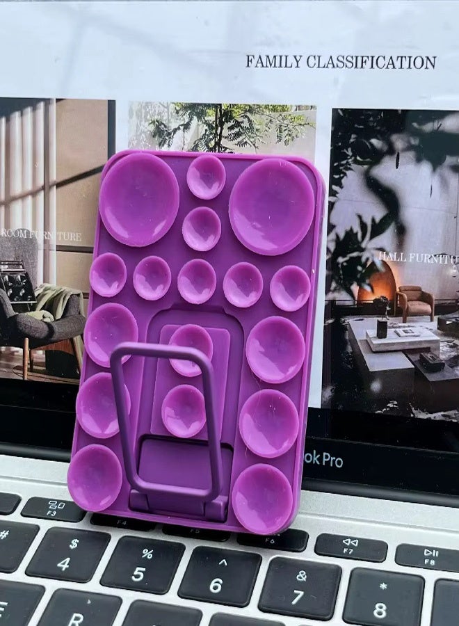 Silicone Suction Cup Phone Case Mount, Phone Accessories Hands-Free Strong Grip Holder With Kickstand Foldable Desktop Bracket Phone Case Desk for Selfies and Videos, Silicon Phone Holder for iPhone and Android (Purple) - Image 3