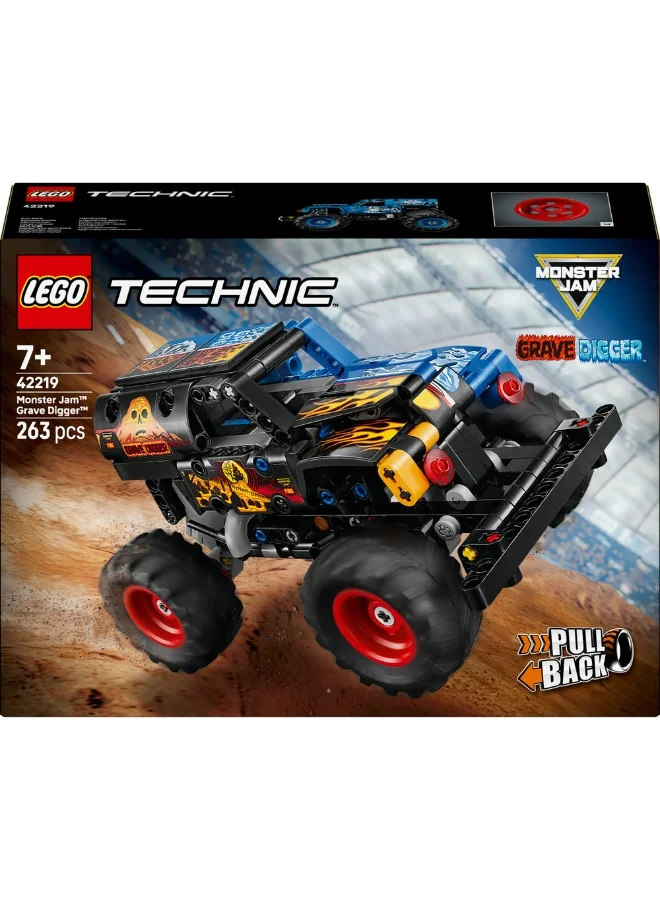 ليغو Monster Jam™ Grave Digger™‎ بقوة النار والثلج من ليغو® Technic‏ - لعبة شاحنة بالسحب للانطلاق - 42219