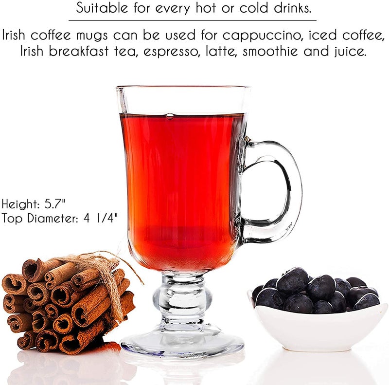 KriVat Irish Glass Coffee Mugs 300ML Set of 2 Irish Latte Cups Milkshake Falooda Juice Glass Cappuccino and Hot Chocolate Mugs with Handle Clear Glass Mugs for Hot Beverages - Image 5