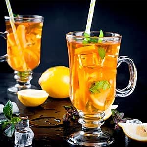 KriVat Irish Glass Coffee Mugs 300ML Set of 2 Irish Latte Cups Milkshake Falooda Juice Glass Cappuccino and Hot Chocolate Mugs with Handle Clear Glass Mugs for Hot Beverages - Image 2