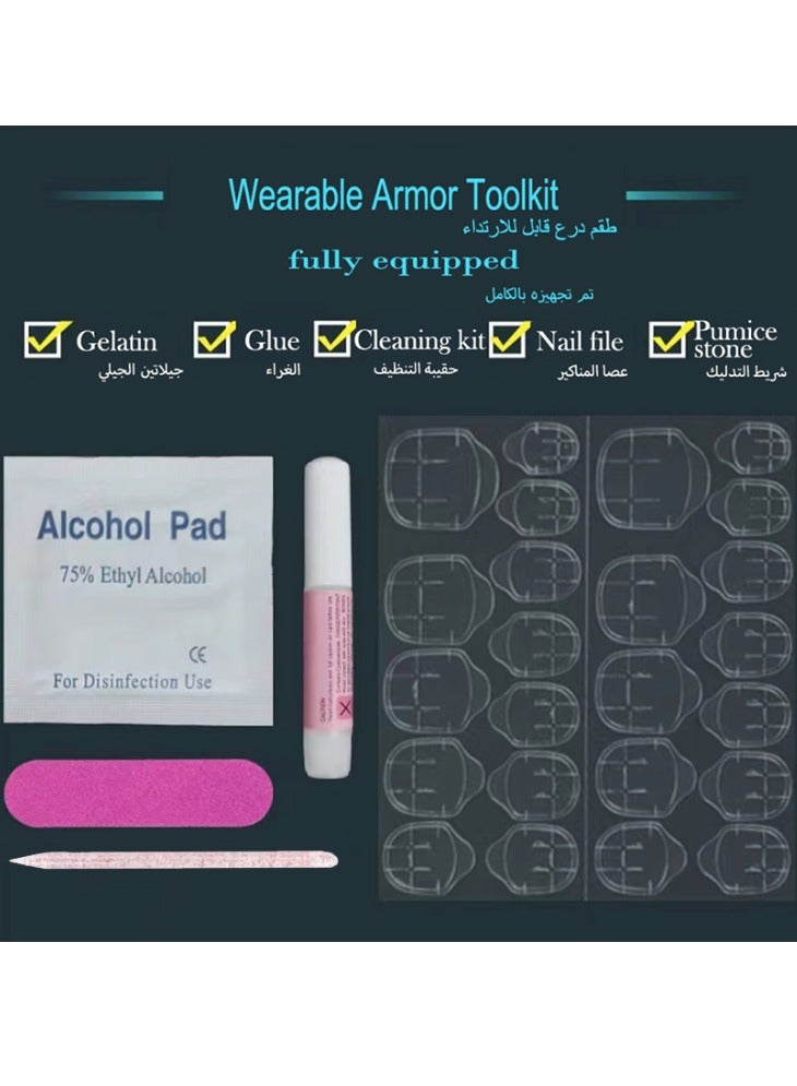 جوسكوين الأظافر اللاصقة 24 قطعة، تصميم أظافر اللوز بشكل الأوركيد، ملصقات أظافر بنقاط بيضاء وقلوب حمراء، أظافر مزيفة قابلة للإزالة وعصرية، نصائح أظافر مثالية للحصول على مانيكير جميل. أظافر أكريليك مزيفة مع مجموعة لصق. - Image 3