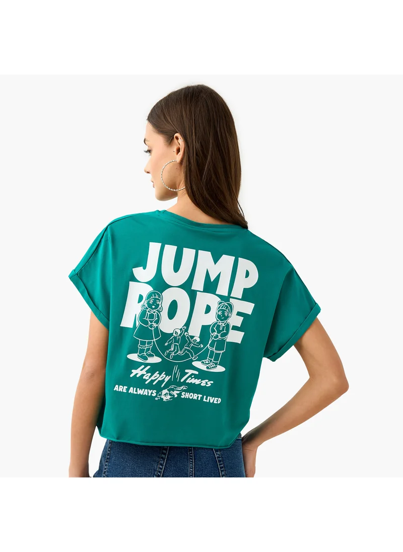 SP Characters Squid Game Print Crop T-shirt