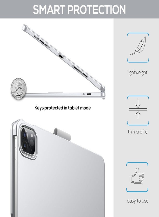 typecase غطاء لوحة مفاتيح Typecase Touch لجهاز iPad Air مقاس 11 بوصة (2024 M2) و iPad Pro مقاس 11 بوصة (الجيل الرابع/الثالث/الثاني/الأول): لوحة لمس متعددة اللمس، إضاءة خلفية بـ 11 لونًا، قابلة للدوران 360 درجة، رفيعة وخفيفة الوزن لجهاز iPad Air من الجيل الخامس والرابع، فضي - Image 5