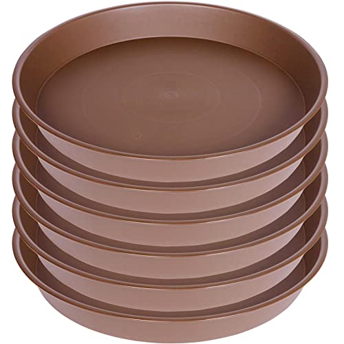 Bleuhome 6 Pack of 12 inch Plant Saucer, Heavy Duty Plastic Plant Saucer 12 inch Round, Plant Tray for Pots, Flower Plant Saucers for Indoors, Plant Trays for Planter 10"/11"/12" (12", Chocolate) - Image 1