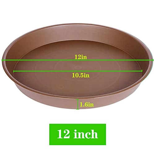 Bleuhome 6 Pack of 12 inch Plant Saucer, Heavy Duty Plastic Plant Saucer 12 inch Round, Plant Tray for Pots, Flower Plant Saucers for Indoors, Plant Trays for Planter 10"/11"/12" (12", Chocolate) - Image 2