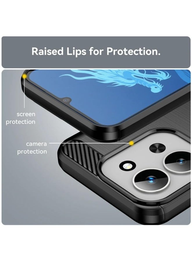 عام غطاء متوافق مع شاومي ريدمي 15 سي، من مادة TPU الناعمة بتصميم ألياف الكربون، مقاوم للخدوش والصدمات، تصميم رفيع جداً ومتين مضاد للسقوط. - Image 2