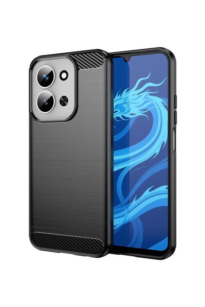 عام غطاء متوافق مع شاومي ريدمي 15 سي، من مادة TPU الناعمة بتصميم ألياف الكربون، مقاوم للخدوش والصدمات، تصميم رفيع جداً ومتين مضاد للسقوط. - Image 1