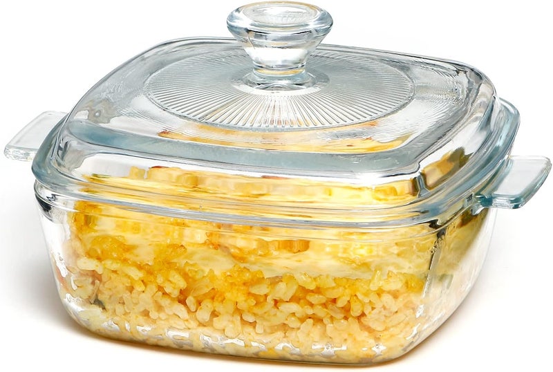 NUTRIUPS Mini Glass Casserole Dish with Lid Oven Safe Square Casserole Dish 5.9in Glass Microwave Bowl With Glass Lid Casserole Cookware (28oz-Mini) - Image 1