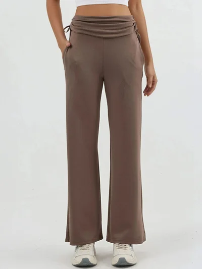 HICCUP Modal Touch High Waist Wide Leg Pants with Gathering Detail Bersan Collection