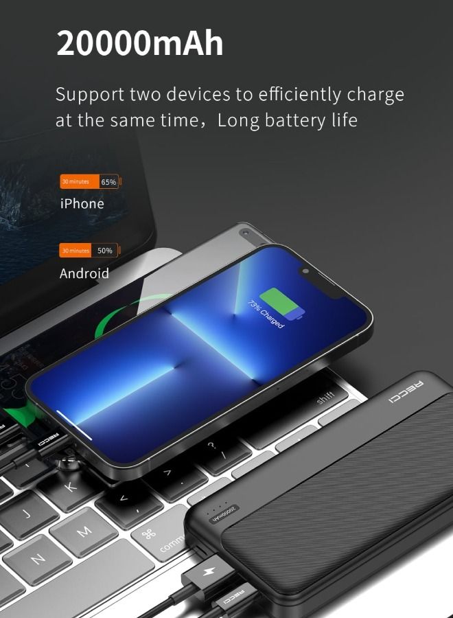 ريتشي باور بانك ريتشي RPB-P27 | شحن سريع 20 واط PD + 18 واط QC | سعة 20000 مللي أمبير | منفذين للشحن | حماية ذكية | تصميم مدمج - Image 5