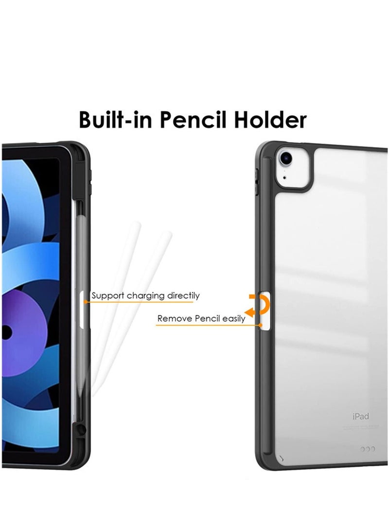 Case Compatible with IPad Air 5 2022/IPad Air 4 2020 and IPad Pro 11 2021/2020/2018 Smart Cover with Acrylic Hard Shell with Pen Holder Auto Sleep/Wake Function (Black) - Image 4