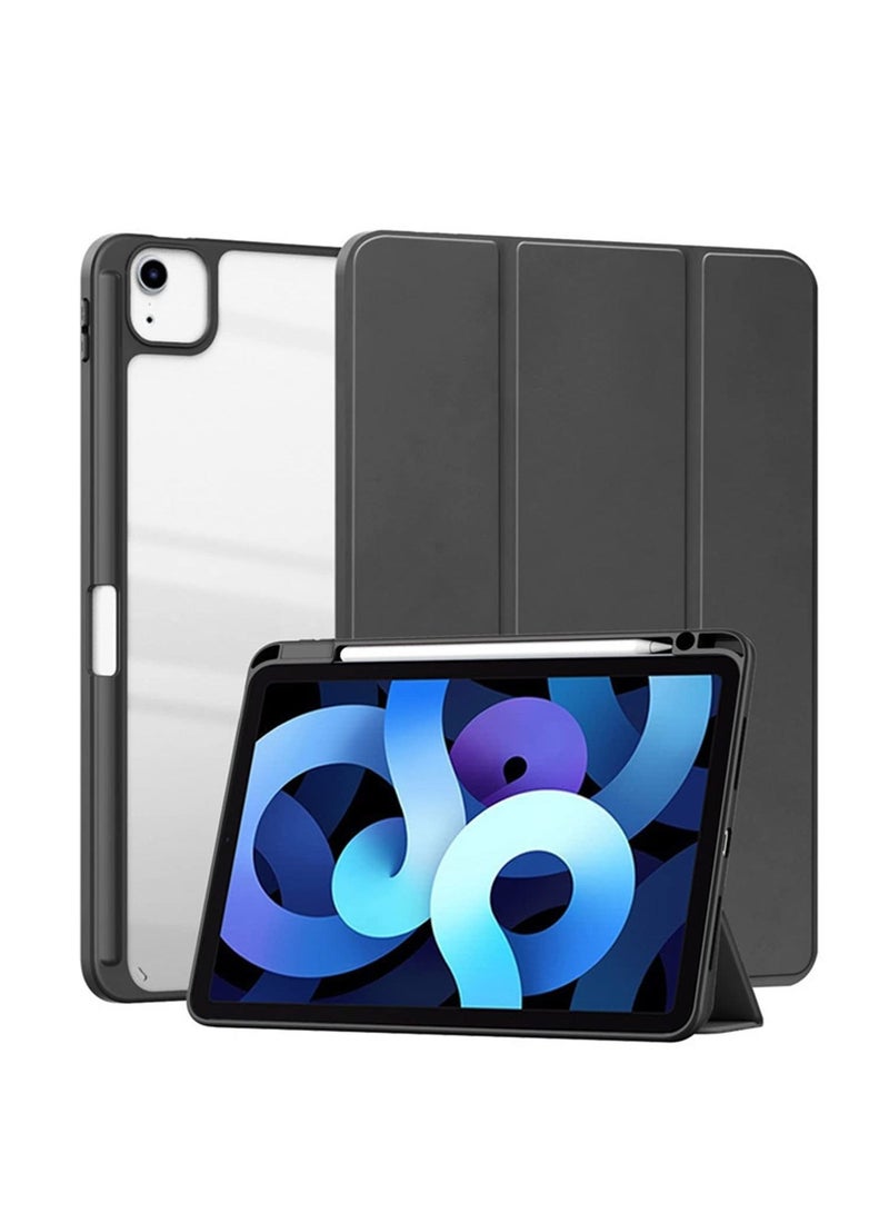 Case Compatible with IPad Air 5 2022/IPad Air 4 2020 and IPad Pro 11 2021/2020/2018 Smart Cover with Acrylic Hard Shell with Pen Holder Auto Sleep/Wake Function (Black) - Image 1