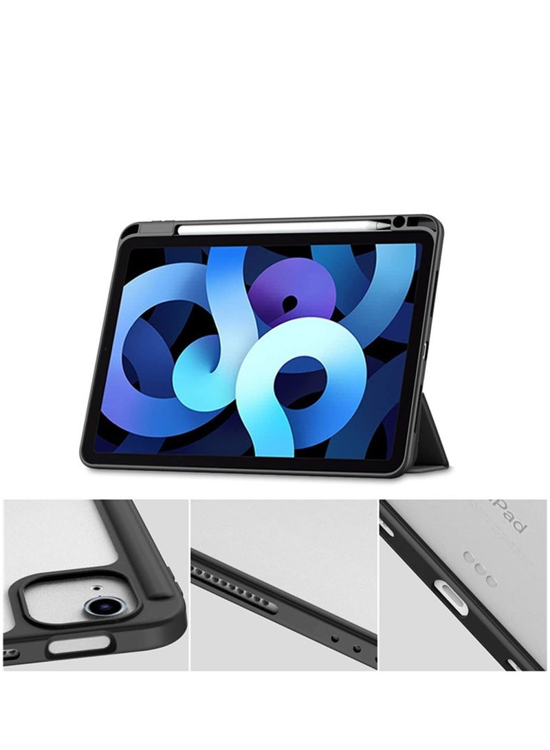 Case Compatible with IPad Air 5 2022/IPad Air 4 2020 and IPad Pro 11 2021/2020/2018 Smart Cover with Acrylic Hard Shell with Pen Holder Auto Sleep/Wake Function (Black) - Image 5