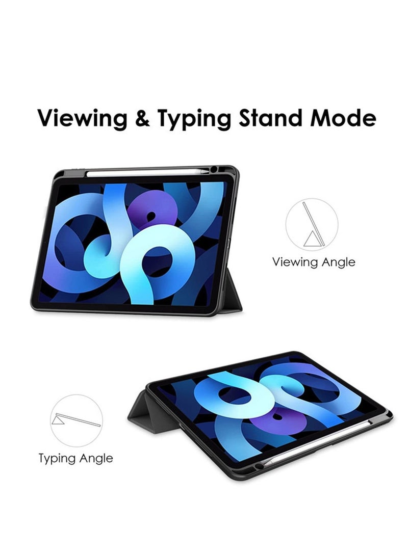 Case Compatible with IPad Air 5 2022/IPad Air 4 2020 and IPad Pro 11 2021/2020/2018 Smart Cover with Acrylic Hard Shell with Pen Holder Auto Sleep/Wake Function (Black) - Image 2