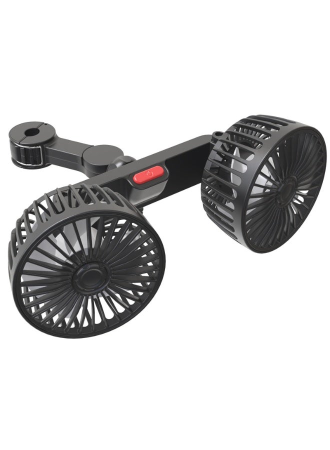 مروحة قابلة للتعديل لمقاعد السيارة الخلفية، مروحة كهربائية مزدوجة الرأس مع مشبك للمقعد، أداة أساسية للصيف، تهوية قوية بزاوية دوران 360 درجة، هدية للرجال، أداة تهوية لمقصورة السيارة - Image 1