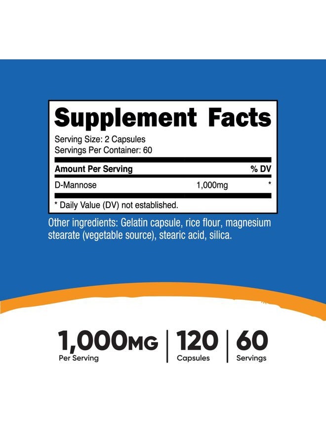 Nutricost D-Mannose 1000mg Per Serving, 120 Capsules - 500mg Per Capsule, Urinary Tract Health, Non-GMO and Gluten Free - Image 2