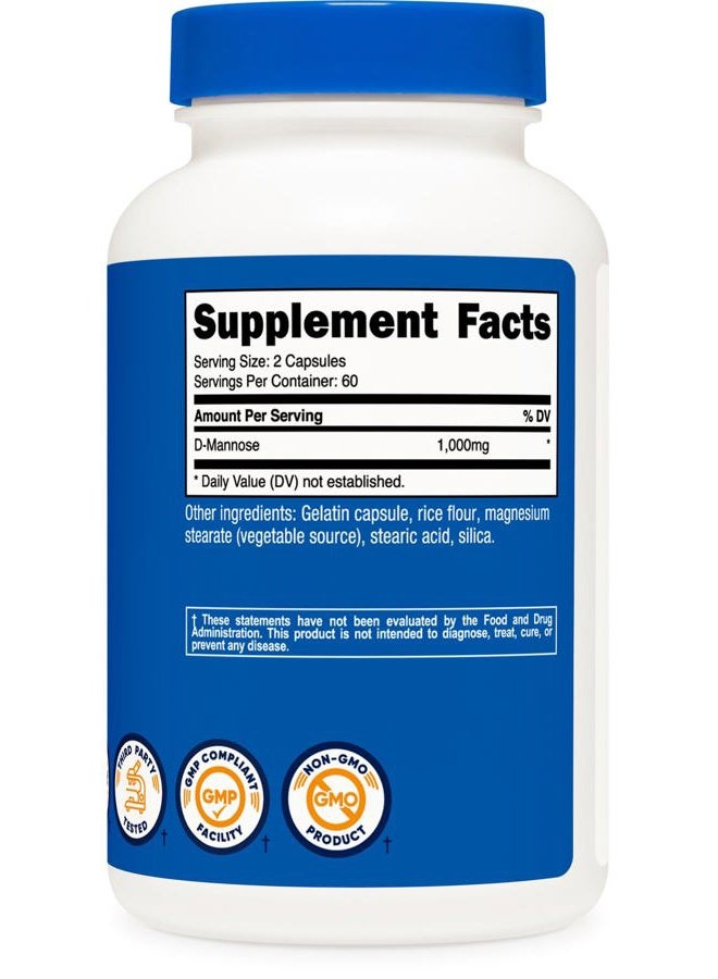Nutricost D-Mannose 1000mg Per Serving, 120 Capsules - 500mg Per Capsule, Urinary Tract Health, Non-GMO and Gluten Free - Image 5