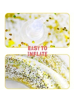 Goolsky Golden Glitter Inflatable Swim Ring - PVC Uncharged Swim Float for Pool, Beach, Lake - Glittery Pool Float for Party, Halloween, Christmas Gift - 1 Pack(70#)  - Image 2