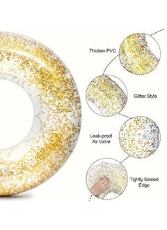Goolsky Golden Glitter Inflatable Swim Ring - PVC Uncharged Swim Float for Pool, Beach, Lake - Glittery Pool Float for Party, Halloween, Christmas Gift - 1 Pack(70#)  - Image 3