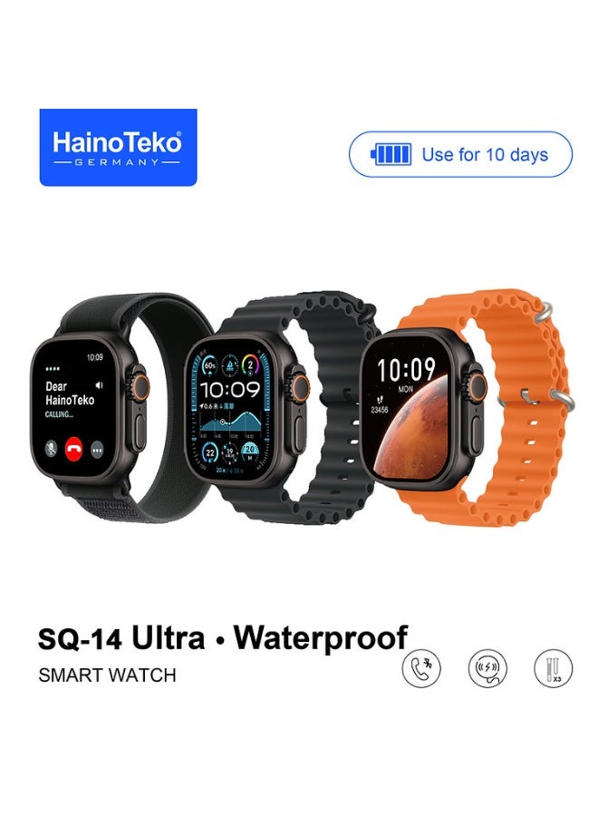 Haino Teko Haino Teko SQ-14 Ultra Smart Watch – Waterproof, 10 Days Battery Life, AMOLED Display, with 3 Pairs of Straps – Black Dial - Image 3