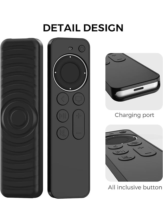 erorex - Protective Case For Tv Siri Remote 2021 Non Slip Shock Resistant Durable Silicone Case For Tv 4K Gen 2 2021 Remote Silicone Remote Control Case With Lanyard Black - Image 1