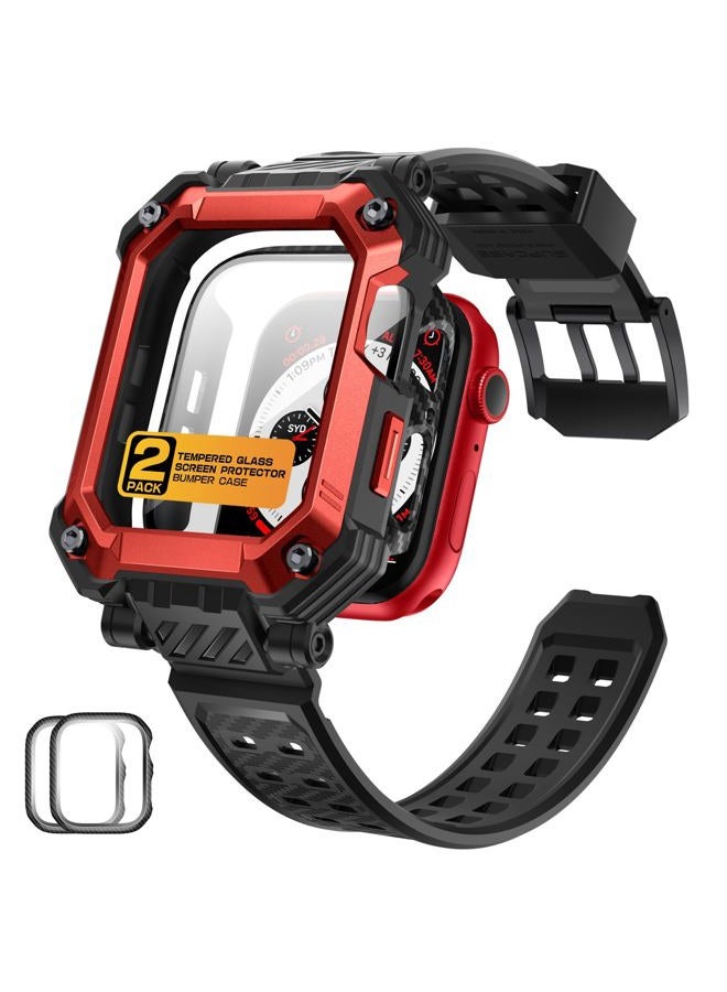 SupCase for Apple Watch Series 9 45mm Band with Case (Unicorn Beetle Pro), [Built-in Tempered Glass Screen Protector] Rugged Protective Men Cover with Adjustable Strap Band for iWatch 9/8/7, Ruddy - Image 1